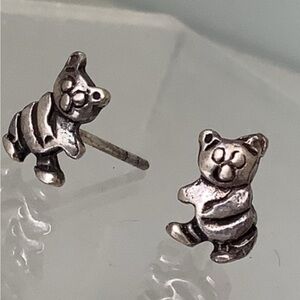 New vintage teddy bear silver earrings